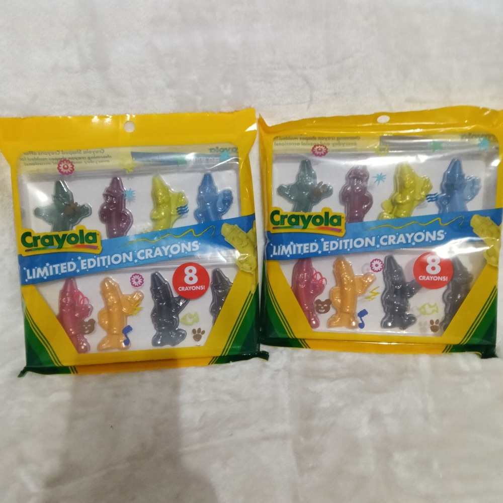 2 Crayola Limited Edition Character Shaped Crayons 8 Pack Retired Colors NEW Lot